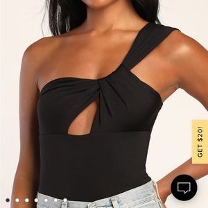 Black one shoulder bodysuit